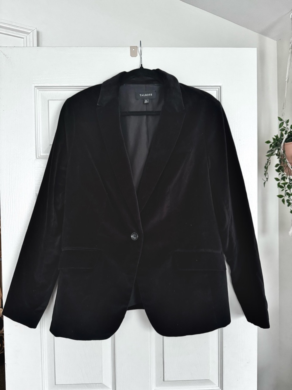 Talbots Black Velvet Single-Button Blazer Jacket